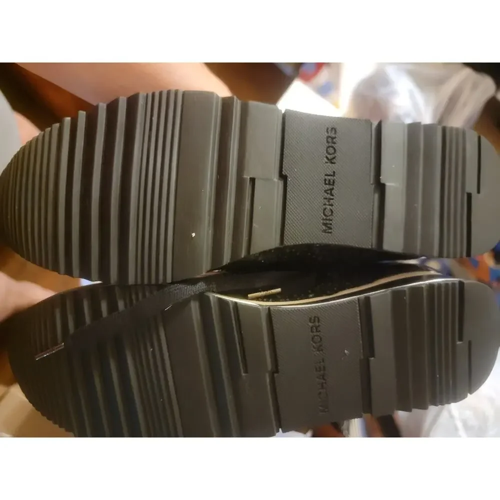 MICHAEL Michael Kors Allie Wrap Trainer Sneakers – Black Glitter & Metallic Silv